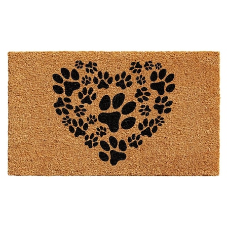 Configuracion 17 x 29 in. Heart Paws Rectangular Doormat Natural & Black CO2544257